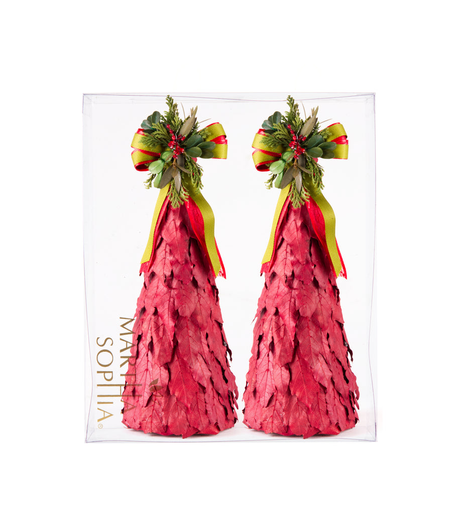 Estuche con 2 Piezas de Pinos Chicos de Hoja de Laurel Red Wood