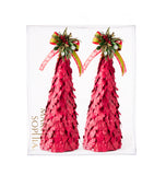 Estuche con 2 Piezas de Pinos Medianos de Hoja de Laurel Red Wood