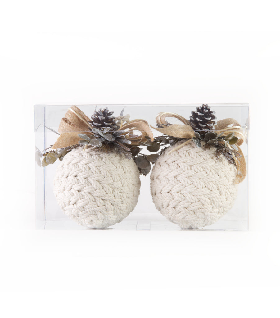 Estuche con 2 Piezas de  Esferas Chicas de Algodón Trenzado Frosty Forest