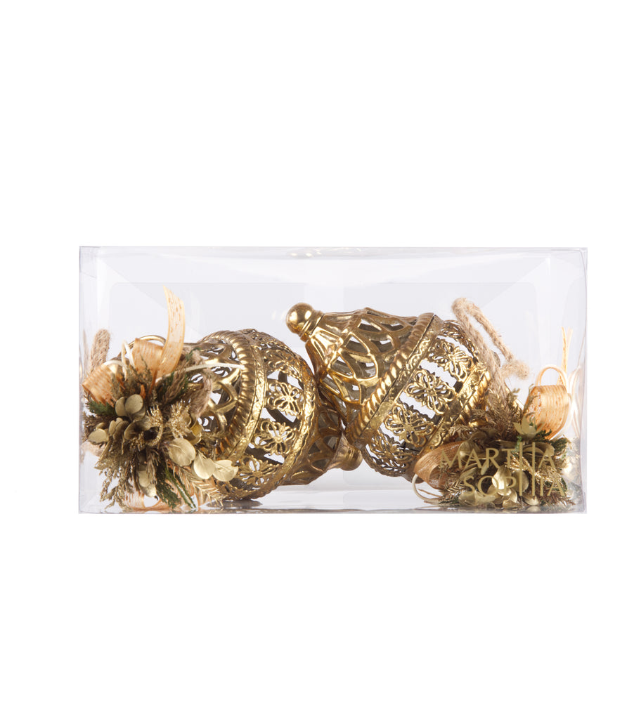 Estuche con 2 pzas Faroles de Filigrana Golden Forest