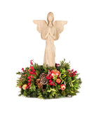 Centro de Mesa con Ángel Rezando de Madera Redwood