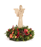 Centro de Mesa con Ángel Rezando de Madera Redwood