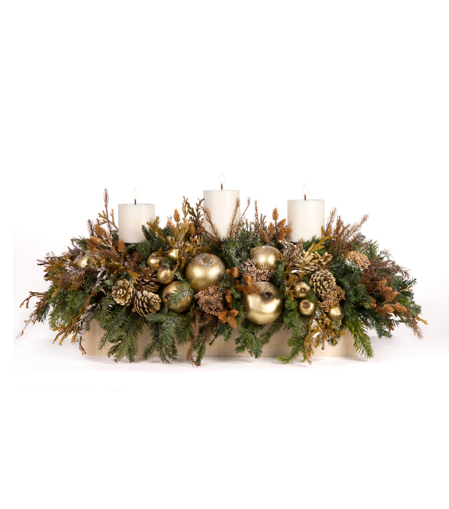 Centro de Mesa Rectangular con 3 Velas Terranova