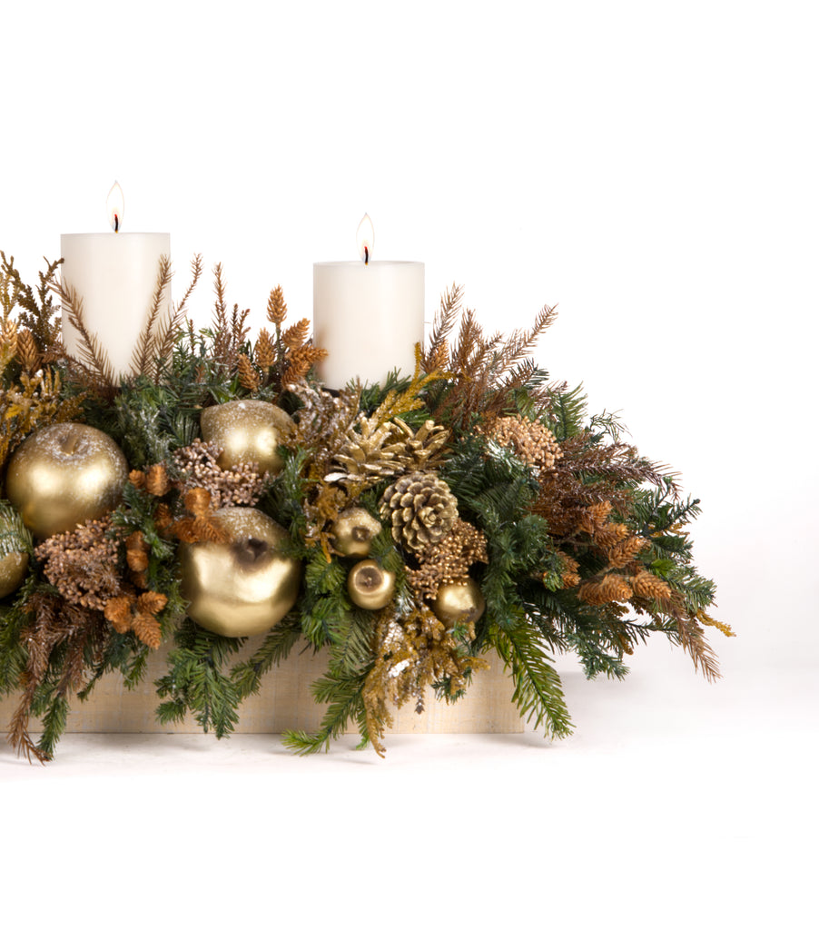 Centro de Mesa Rectangular con 3 Velas Terranova