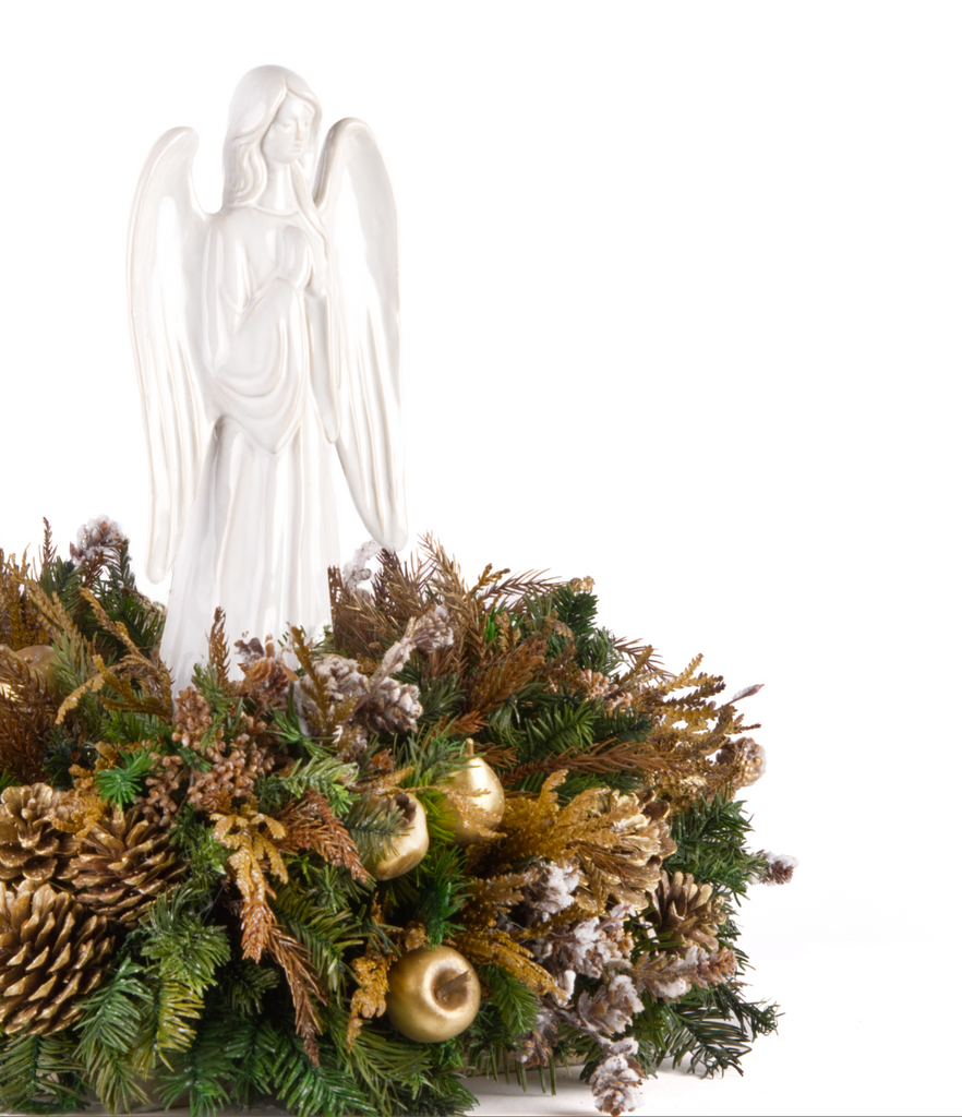 Centro de Mesa con Ángel Rezando de Cerámica Terranova