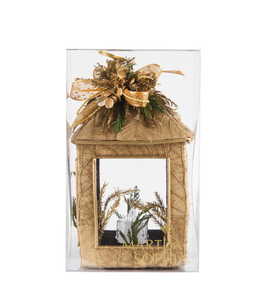 Estuche con 1pza Farol Grande de Corteza y Hoja de Encino Golden Forest