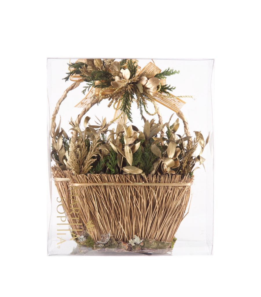 Estuche con 2pzas Canastas de Ocote y Musgo Golden Forest