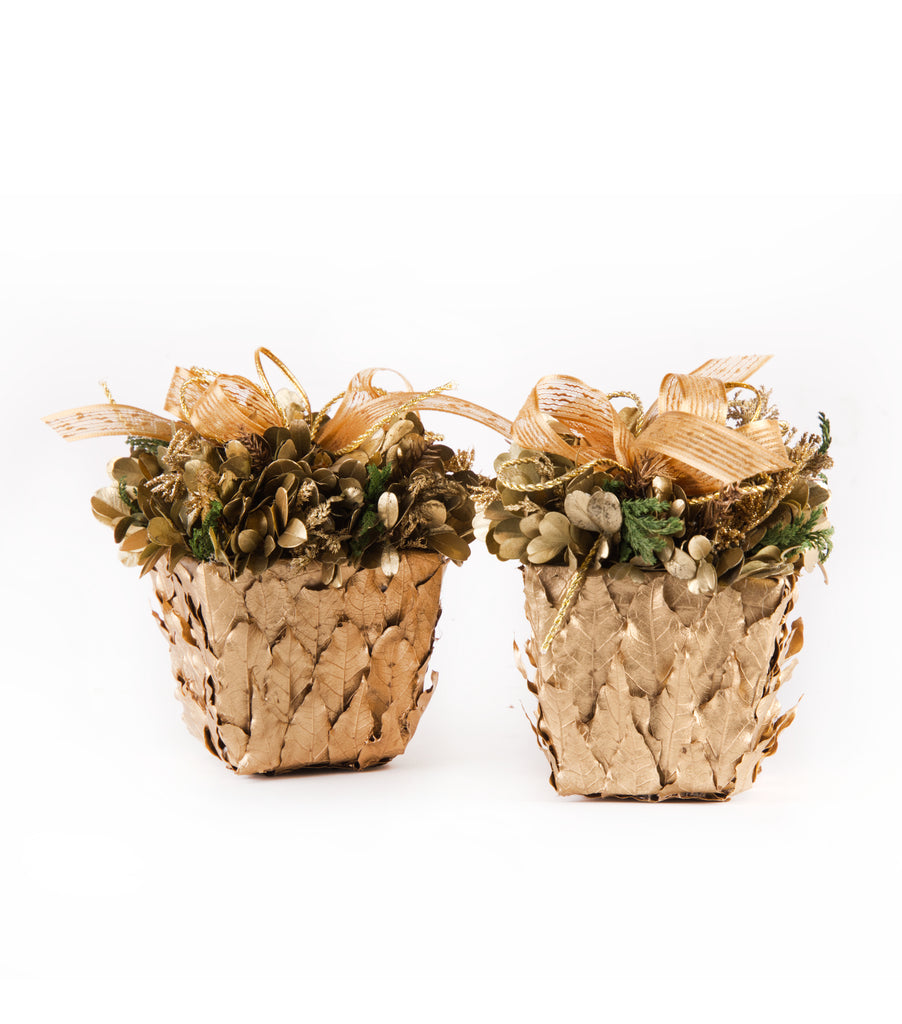 Estuche con 2pzas Cache Pot de Hoja de Laurel Golden Forest