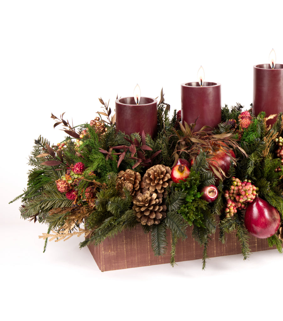 Centro de Mesa Rectangular con 5 Velas Martha Sophia