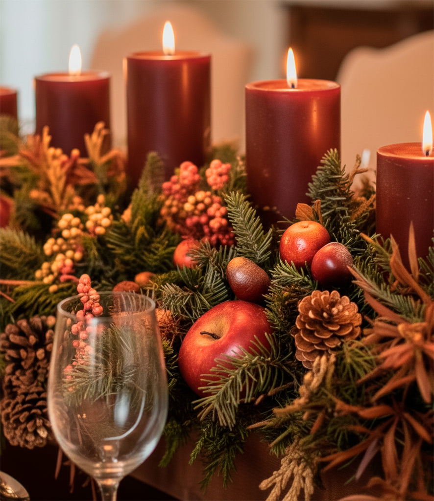 Centro de Mesa Rectangular con 5 Velas Martha Sophia