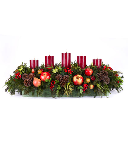 Centro de Mesa Rectangular con 5 Velas Woodland