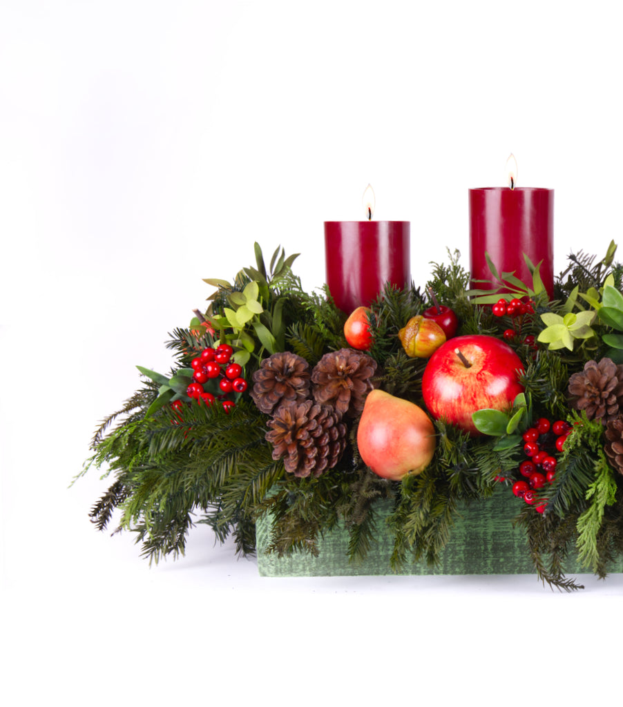 Centro de Mesa Rectangular con 5 Velas Woodland