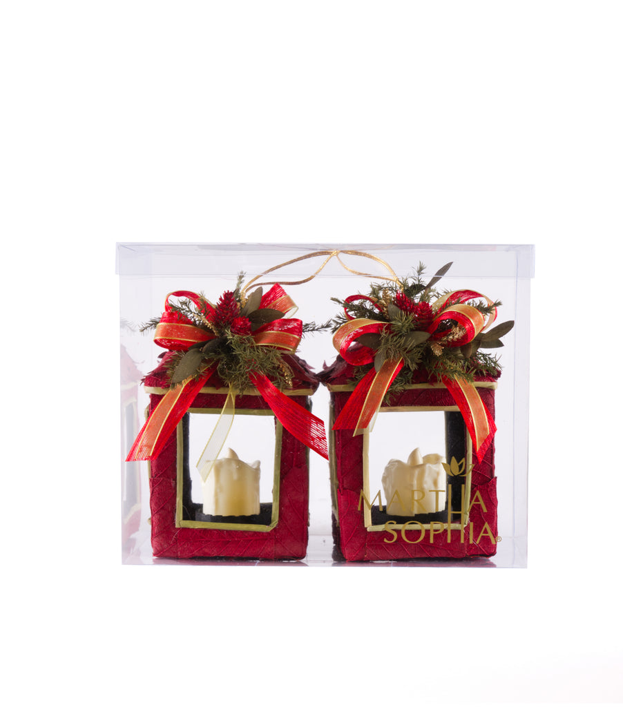 Estuche con 2 Piezas de Faroles Chicos de Encino c/Led Woodland
