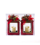 Estuche con 2 Piezas de Faroles Medianos de Encino c/Led Woodland
