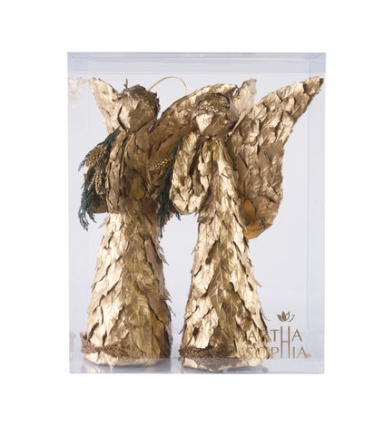 Estuche con 2 Piezas de Ángel de Hojas de Encino y Laurel Golden Woods