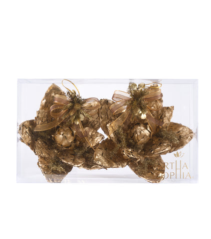 Estuche con 2 Piezas de Flor de Loto Colgante de Hoja de Encino y Laurel Golden Woods