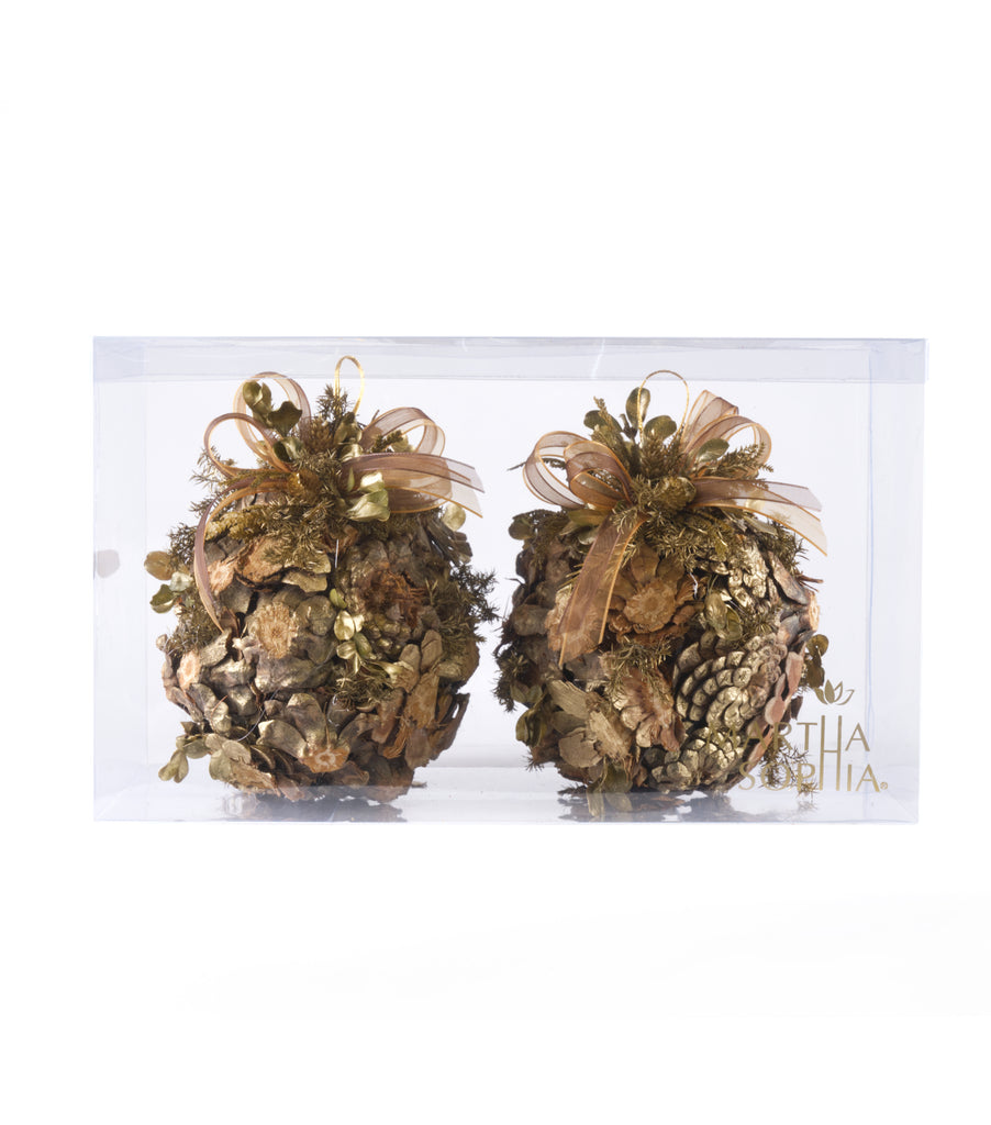 Estuche con 2 Piezas de Esferas Chicas de Corteza Golden Woods