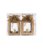Estuche con 2 Piezas de Faroles Medianos de Encino c/Led Golden Woods