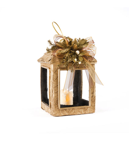 Estuche con 2 Piezas de Faroles Medianos de Encino c/Led Golden Woods