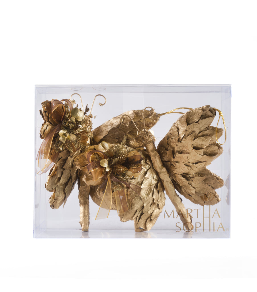 Estuche con 2 Piezas de Mariposas de Hoja de Encino y Laurel Golden Woods