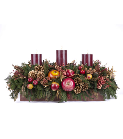 Centro de Mesa Rectangular con 3 Velas Martha Sophia