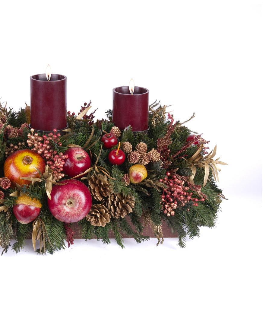 Centro de Mesa Rectangular con 3 Velas Martha Sophia