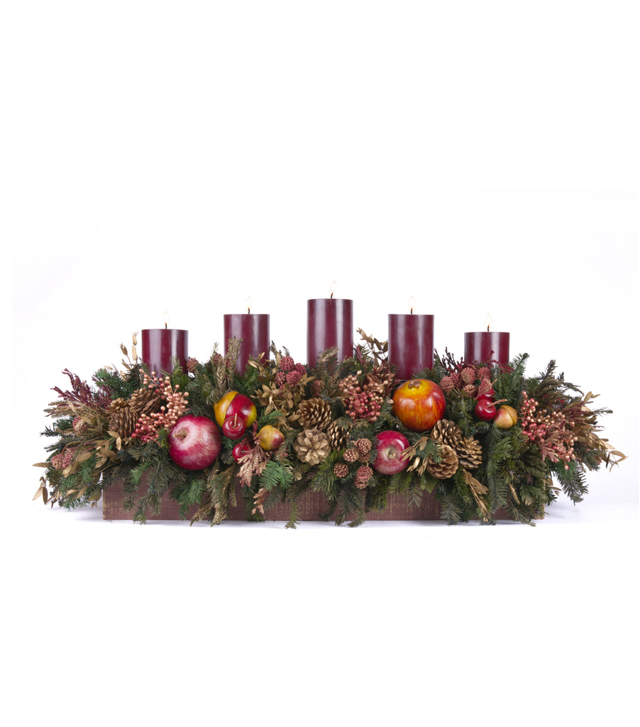Centro de Mesa Rectangular con 5 Velas Martha Sophia