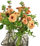 Set de 6 Botellas con Rosas Artificiales en Tonos Salmón en Base de Herrería con Agua Acrílica