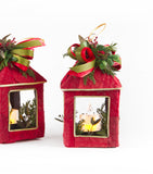 Estuche con 2 Piezas de Faroles Chicos de Corteza y Hoja de Encino Redwood