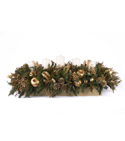 Centro de Mesa Rectangular con 5 Velas Golden Woods