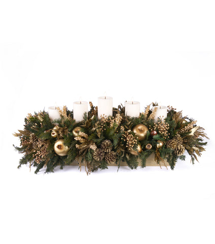 Centro de Mesa Rectangular con 5 Velas Golden Woods