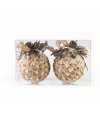 Estuche con 2 Piezas de Esferas Chicas de Yute con Cuentas de Madera Frosty Forest