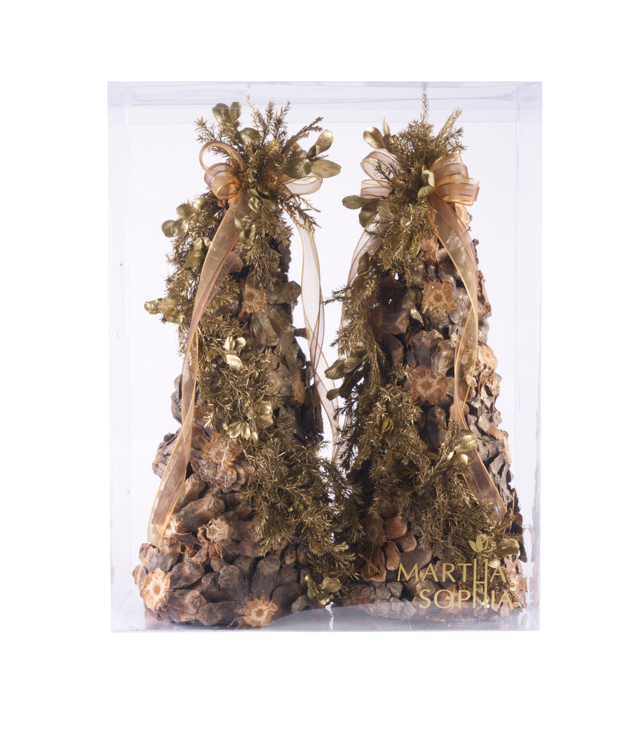 Estuche con 2 Piezas de Pinos Chicos de Corteza Golden Woods