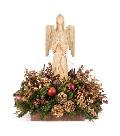 Centro de Mesa con Ángel Corazón de Madera Martha Sophia