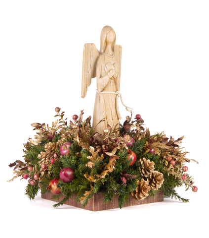 Centro de Mesa con Ángel Corazón de Madera Martha Sophia