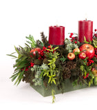 Centro de Mesa Rectangular con 3 Velas Red Wood