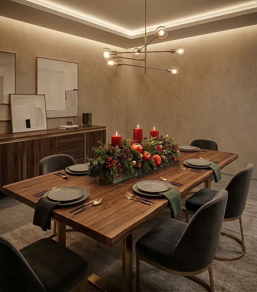 Centro de Mesa Rectangular con 3 Velas Woodland