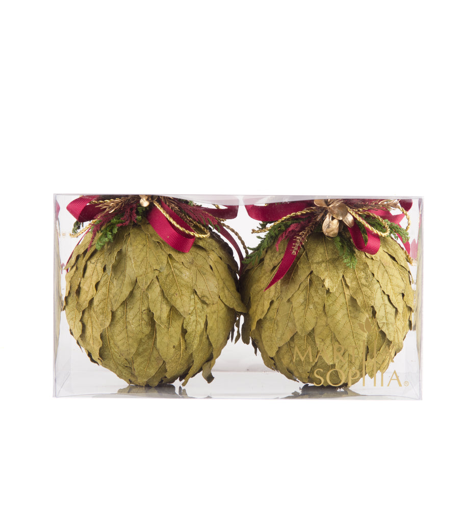 Estuche con 2 pizas de Esferas de Hoja de Encino Laurel Martha Sophia