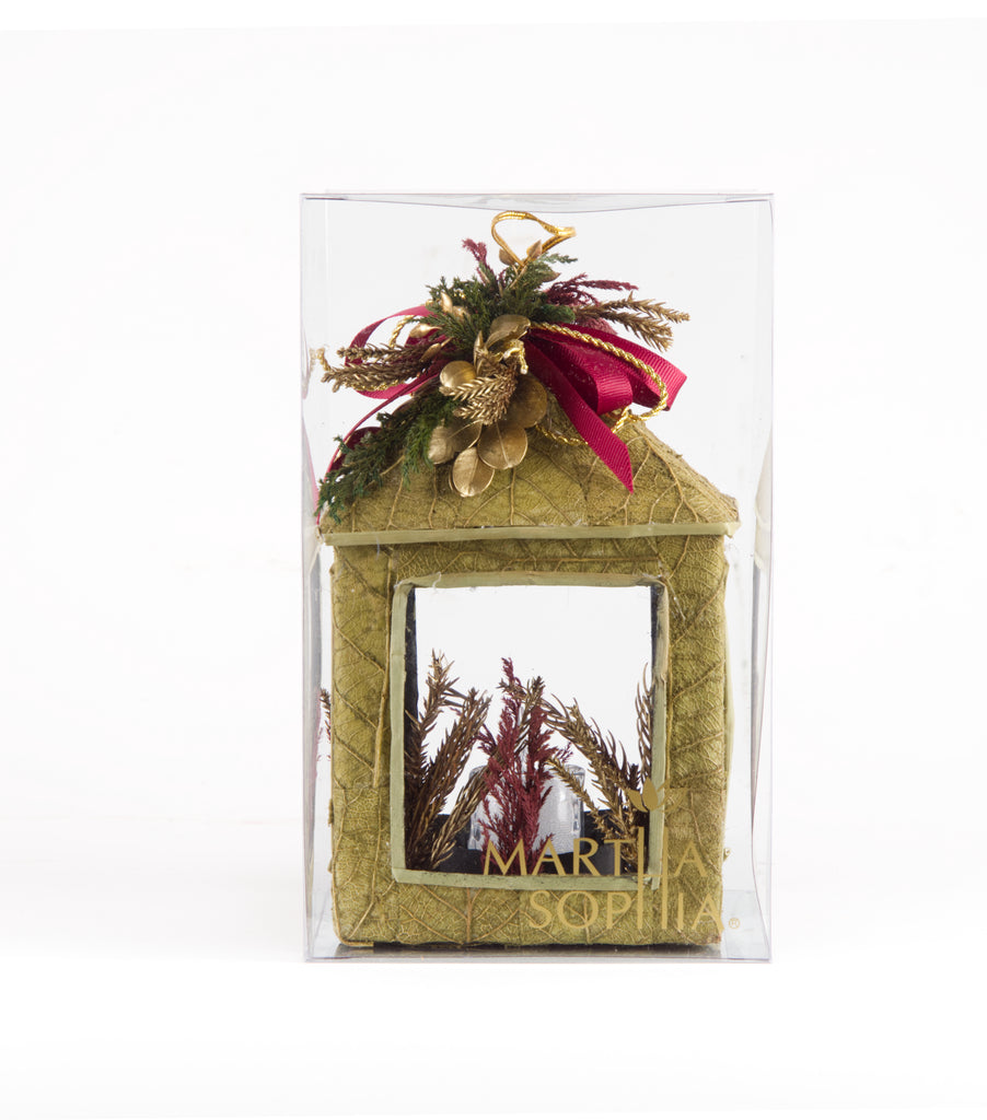 Estuche con 1 Pieza de Farol Mediano de Corteza y Hoja de Encino Martha Sophia