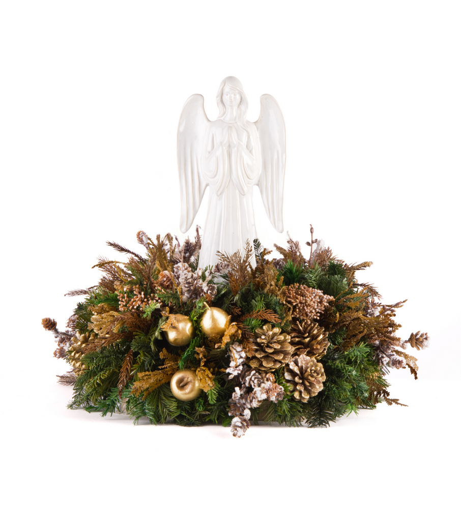 Centro de Mesa con Ángel Rezando de Cerámica Terranova