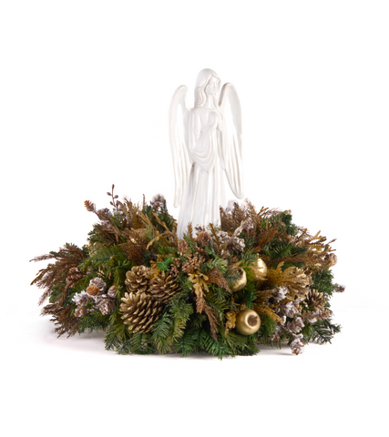 Centro de Mesa con Ángel Rezando de Cerámica Terranova