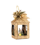 Estuche con 1pza Farol Mediano de Corteza y Hoja de Encino Golden Forest