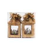 Estuche con 2pzas Farol Chico de Corteza y Hoja de Encino Golden Forest