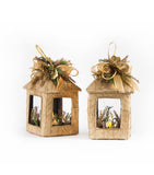 Estuche con 2pzas Farol Chico de Corteza y Hoja de Encino Golden Forest