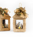 Estuche con 2pzas Farol Chico de Corteza y Hoja de Encino Golden Forest