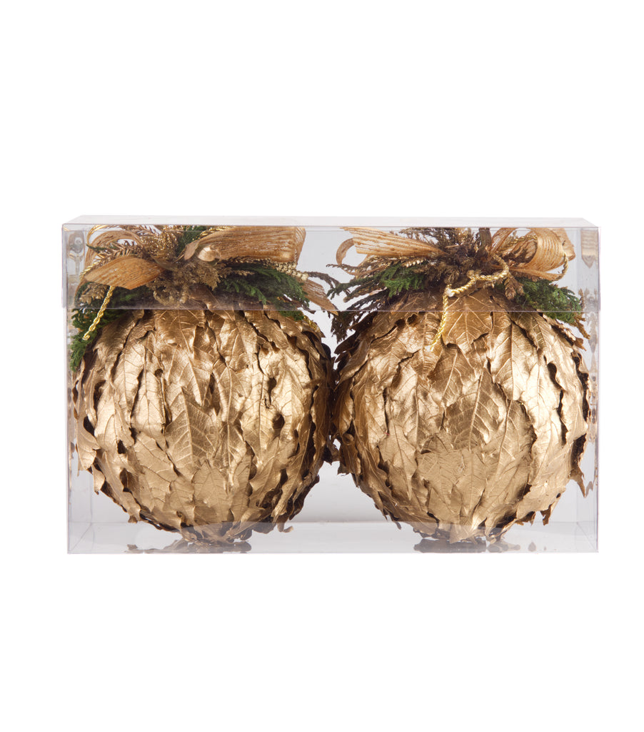 Estuche con 2 Piezas de Esferas de Encino Laurel Golden Forest