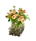 Set de 6 Botellas con Rosas Artificiales en Tonos Salmón en Base de Herrería con Agua Acrílica