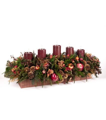 Centro de Mesa Rectangular con 5 Velas Martha Sophia