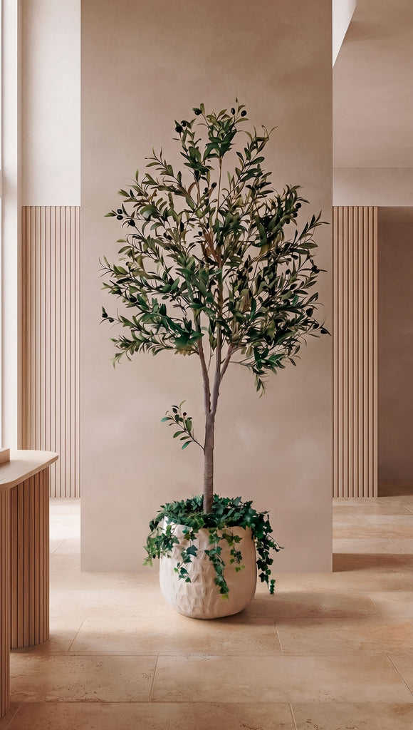 Árbol de Olivo de 2.10 Mts Artificial en Base de Arcilla