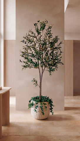 Árbol de Olivo de 2.10 Mts Artificial en Base de Arcilla